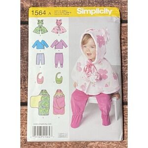 Simplicity Sewing Pattern 1564 Babies Top Pants Caplet Bib Blanket Sizes XXS-L